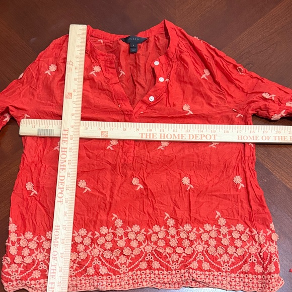 J. Crew embroidered popover Scarlet Blouse with Floral Detailing S - Picture 3 of 7